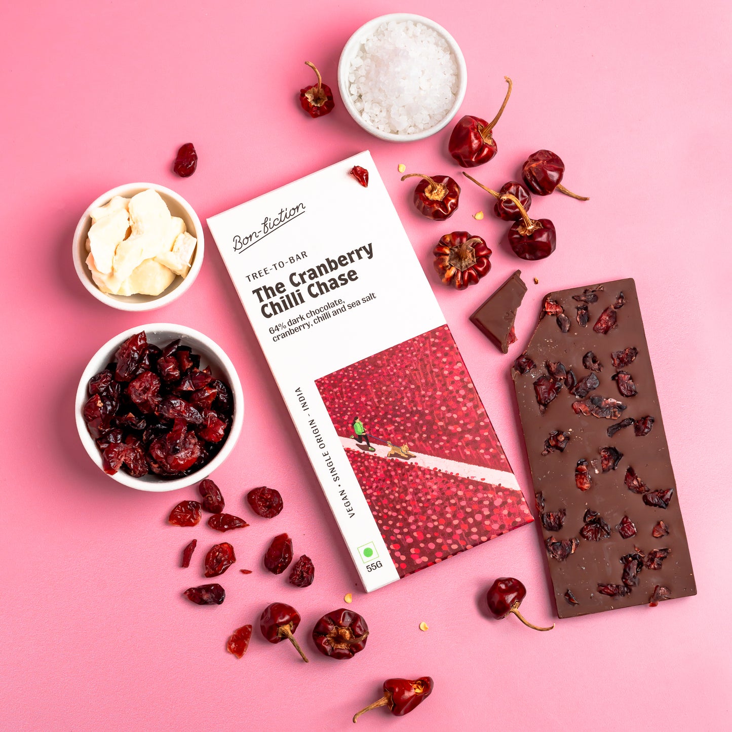 The Cranberry Chilli Chase - 64% Dark Cranberry Chilli Chocolate